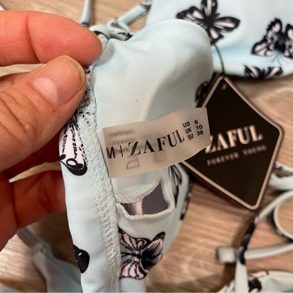 Zaful Sexy Brazilian Bikini Women Two Piece Butterfly Print Split Set - Picture 6 of 9